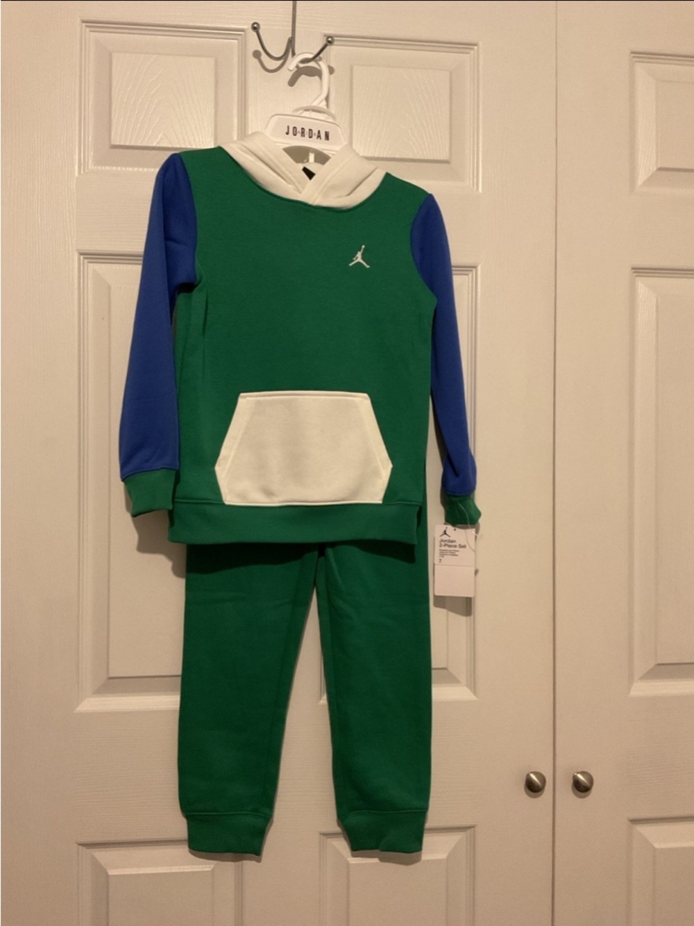 Jordan Green & Blue Hooded Sweatpant Set with White Accents